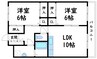 岡田マンション 2LDKの間取り