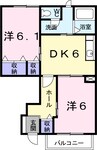フルール小出 2DKの間取り