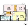 エコール草戸 2LDKの間取り