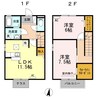 グレイスコート手城B 2LDKの間取り
