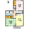 セジュールオガワA棟 2DKの間取り