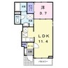 アルドールＢ 1LDKの間取り