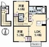 プラムコート B棟 2DKの間取り