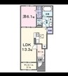 今津町アパート 1LDKの間取り