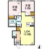 アロモントB棟 2LDKの間取り