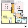 エコール草戸 2LDKの間取り