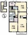 グランドール川口 B棟 2LDKの間取り
