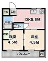 オリーブコート三吉２ 2DKの間取り
