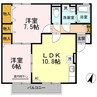 グリーンベルズA棟 2LDKの間取り