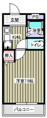 エメローズ汐田 1Kの間取り