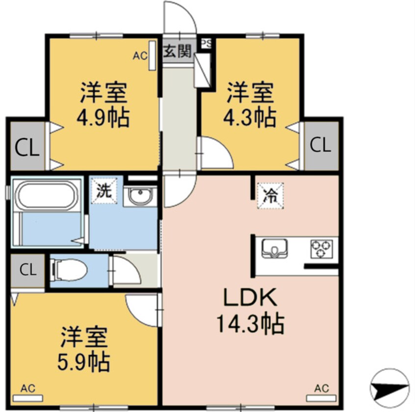 間取図 エルキュールB棟