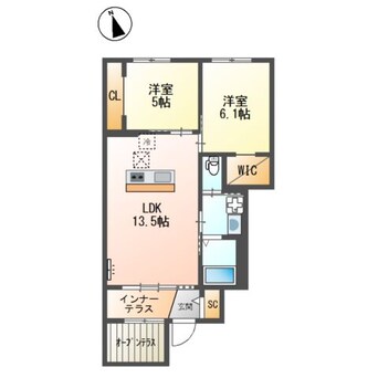間取図 クラポティ新涯