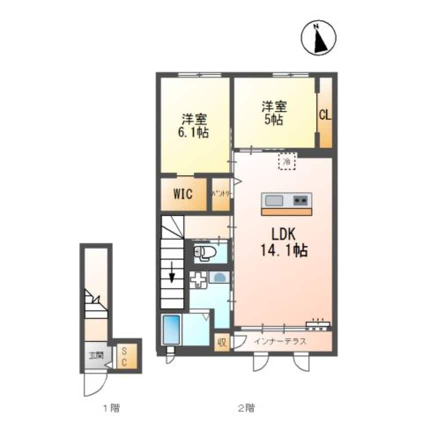 間取図 クラポティ新涯