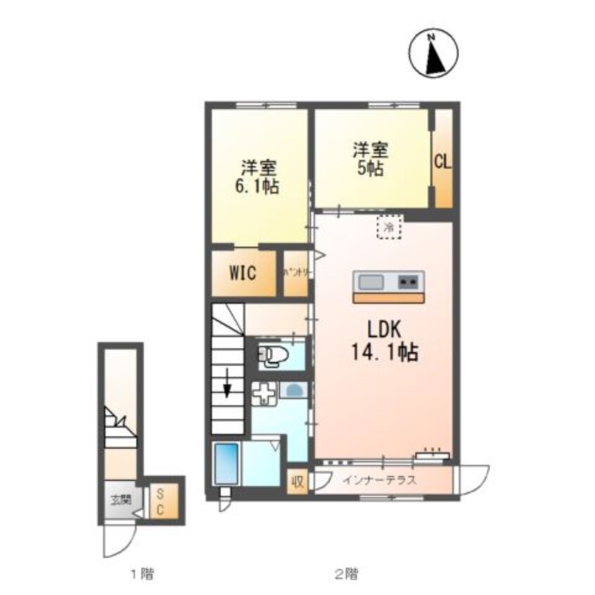 間取図 クラポティ新涯
