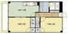 パークサイド西町 2DKの間取り