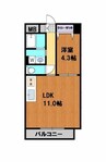 ディープタウンヒルズ 1LDKの間取り