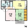 ハイカムール髙橋Ｂ 2DKの間取り