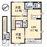 ロイヤルオークス A棟 2LDKの間取り