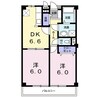 シャングリラＭ 2DKの間取り