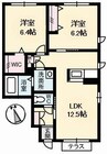 グランドール川口A棟 2LDKの間取り