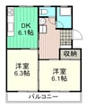沖マンション 2DKの間取り