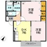セジュール大前 2DKの間取り