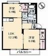 Ｖｅｒｄｕｒｅ　Ｂ棟 2LDKの間取り
