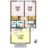 セジュールミゾカワ B 2LDKの間取り