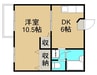 ハイネス光南 1DKの間取り
