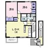 フォンテーヌＤ 2LDKの間取り