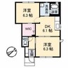 ロイヤルオークス A棟 2DKの間取り