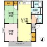 ピースフルいのうえ A棟 2LDKの間取り