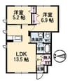 サンパレス大門 2LDKの間取り