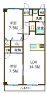 サンステージ東川口 2LDKの間取り