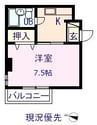 ルーエ霞町 1Kの間取り