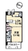 フラットリア笠岡 1LDKの間取り