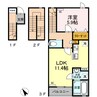 パインツリー B棟 1LDKの間取り