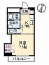 レアンドロス 1Kの間取り