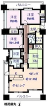 ランドクオーレ東尾道駅前 4LDKの間取り