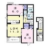 プラシード・ユダ 2LDKの間取り