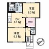 ロイヤルオークス B棟 2DKの間取り