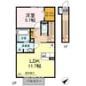 セジュールセラF 1LDKの間取り
