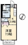 ドミール多治米 A棟 1Kの間取り