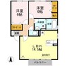 ウィルモア手城B棟 2LDKの間取り