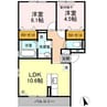 ラ・フレーズ 2LDKの間取り