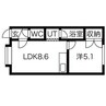 稲穂アパートメント 1DKの間取り