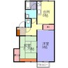 バウム若園 2DKの間取り