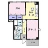 クレールB 2DKの間取り