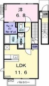アンジュール 1LDKの間取り