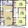 中川区荒子四丁目戸建賃貸 3LDKの間取り